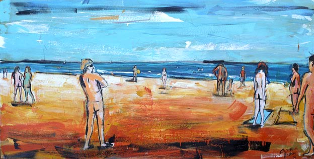Christian Nicolson nz abstract artist, beach, acrylic on canvas